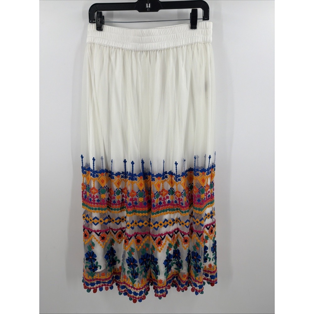 Soft Surroundings Woman Multicolor Abstract Elastic Waist Maxi Skirt Size Medium